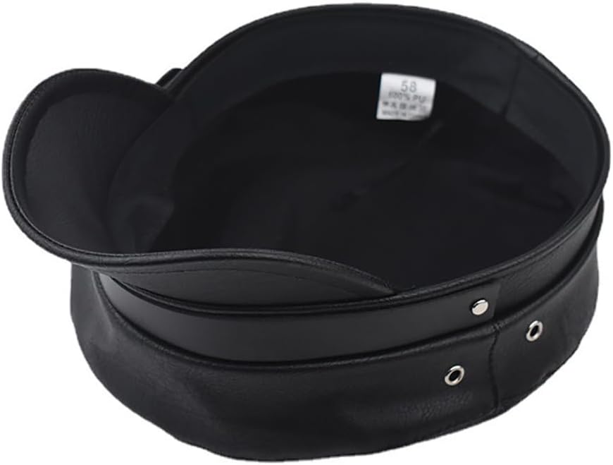 Women's PU Leather Strap Design On Front Fiddler Cap Newsboy Hat Beret Hat Gatsby Hat - Image 4