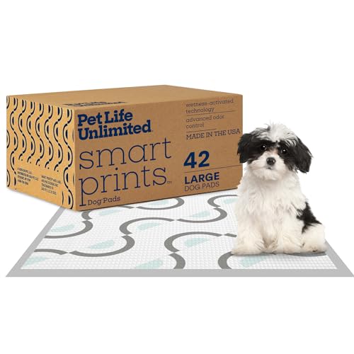 Pet Life Unlimited Smart Prints Large Puppy Pads – 22' x 22', 42 Count (L) | Stylish Dog Training Pads with Odor Controlling Wetness-Activated Magnolia Blossom Scent | USA Made