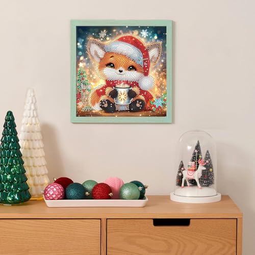 Image of Diamond Painting Kit for Adults, 5D Special Shaped Animal Diamond Art Kit for Beginners, DIY Crystal Rhinestone Christmas Fox Diamond Painting, Sparkling Wall Home Decoration Gift, 11.8x11.8 Inch