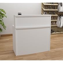 UGOS Mono White Modern Reception Desk w/Transaction Counter | Laminate Desktop | Multifunctional Standing Front Desk for Home, Office, Salon, Spas, and Lobby 31.5 inch 80 cm
