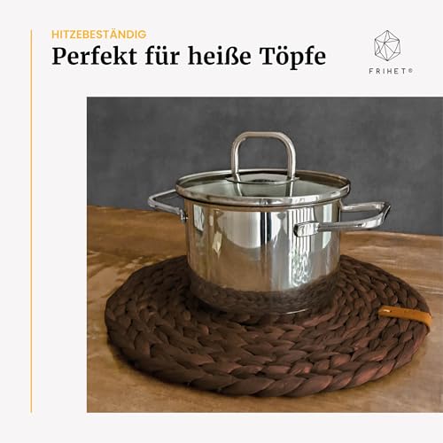 Set de table rond jacinthe d'eau marron 38cm dessous d'assiette tressé lot de 6 - 7