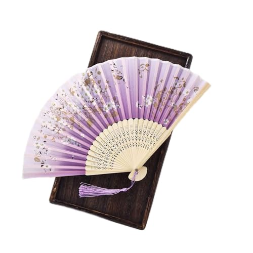 Abanicos de papel plegables de estilo chino，Abanic Abanico plegable de seda vintage, abanico plegable de bambú chino retro, abanico de mano for danza, adornos for decoración del hogar, regalo artesana