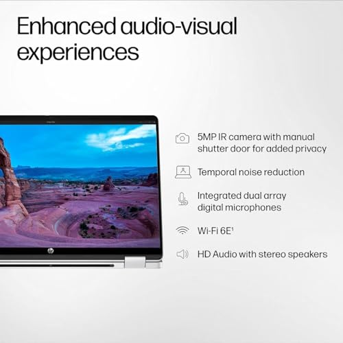 Image of HP OmniBook 5 Flip 2-in-1 Laptop, 14 inch 2K Touchscreen Display, Intel Core 5 120U, 8GB RAM 512GB SSD, Wi-Fi 6E, Bluetooth 5.3, Backlit Keyboard, 256gb 9H Docking Station, Windows 11 Home, Silver