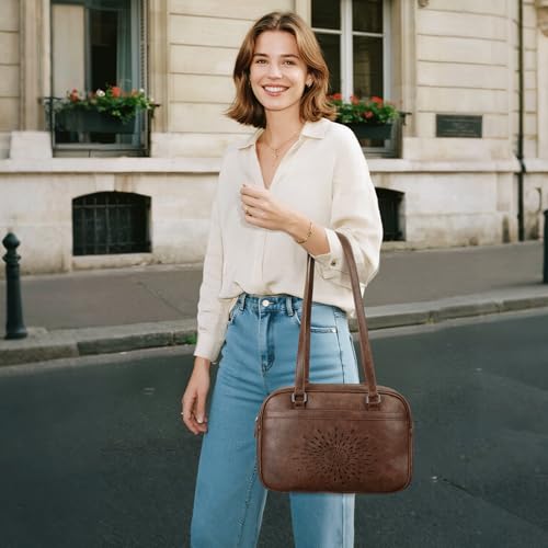 Bolso vegano para mujer con asa superior y diseño girasol miniatura 3
