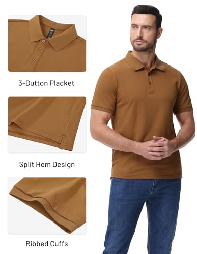 Image of MIER Men's Cotton Pique Polo Shirts, Short Sleeve Golf Work Casual Tops