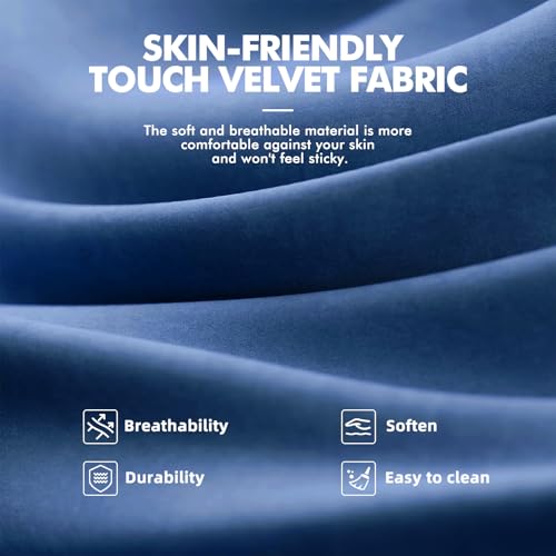 Image of Soontrans Blue Velvet Fabric Gaming Chair with Footrest, Ergonomic Comfortable Video Gamer Chair for Adult, Reclining Office Computer Desk Game Chairs with Massage Lumbar Cushion,Headrest