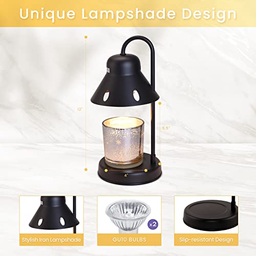 Makytwow Candle Lamp Warmer, Gift For Her With Candle Warmer Light, Dimmer&Timer Compatible With Yankee Candle Large Jar Candle, Stylish Home Decor,2 Bulbs,Black #TOP1