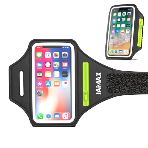 Brazalete Movil Running JAMAX | Porta Movil Running | Brazalete Deportivo Ajustable para Correr | Funda movil para Correr Compatible con iPhone, Samsung y Android (Negro)
