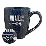 Rico Industries NFL Football Seattle Seahawks We Are 12 16 oz Team Color Laser Engraved Speckled Ceramic Coffee Mug
