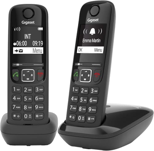 Gigaset AS690 Duo téléphone DECT noir avec deux combinés sans fil