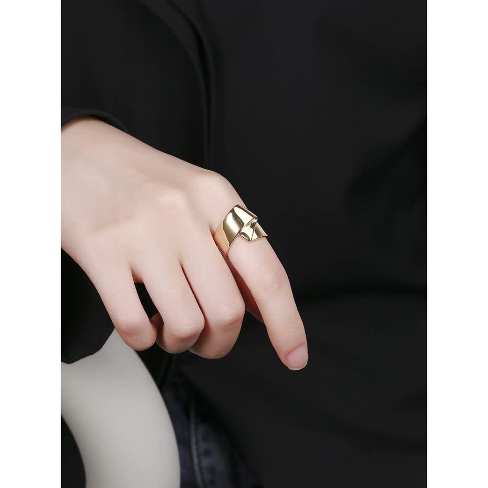 HGJH Verstellbarer Ring, S925 Sterling Silber Faltring Verstellbare Ringe Unregelmäßigkeit Offener Ring Silber Daumenring Ewigkeitsring Hochzeit Charme Schmuck Geschenke Für Männer Mädchen Damen