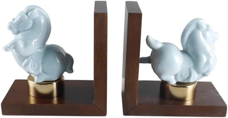 Book Ends Chinese Style Book Ends Ceramic Bookends Heavy Books Bookshelf for Readers Book Lovers Nerd Book Ends for Shelves