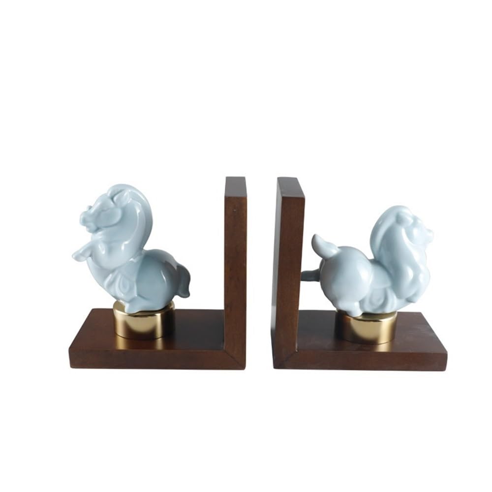 Chinese Style Book Ends Ceramic Bookends Heavy Books Bookshelf for Readers Lovers Nerd Bookends