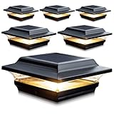 Classy Caps SL211B 4x4 Imperial Solar Post Cap - 6 Pack, Black – High-Performance LED Lights, Durable Cast Aluminum, Warm and Cool Light Modes, Fits 4'x4' or 3.5'x3.5' Posts, Ideal for Decks, Fences