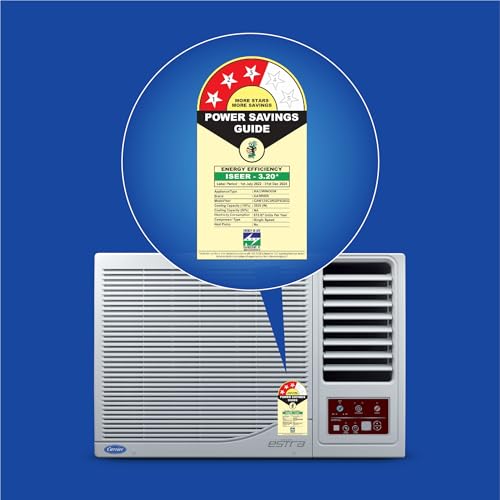 Image of Carrier 1 Ton 3 Star Fixed Speed Window AC(Copper,High Density Filter for Dust Filtration, 2Way Air Directional Control, Estra EX -CAW12SC3R34F0,White)