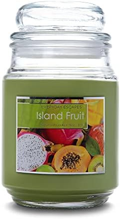Everyday Escapes Island Fruit Scented Jar Candle, Green, 18 oz - Up to 120 Hours Burn