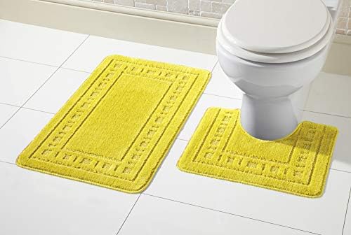 Olivia Rocco Miami 2 Piece Bath Mat & Pedestal Set, Non Slip Bathroom Set (Aqua)