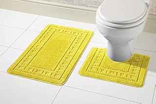 Olivia Rocco Miami 2 Piece Bath Mat & Pedestal Set, Non Slip Bathroom Set (Aqua)
