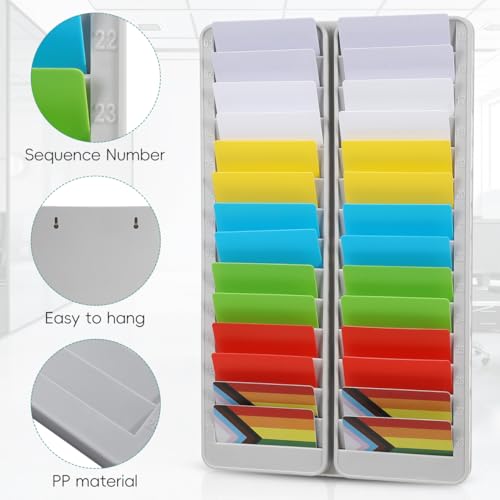 image for Parliky Wall Mounted Time Card Holder Rack 28 Slots Plastic Vertical A