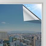 rabbitgoo Heat Reflective Window Film Privacy Film for Glass Windows, One Way Mirror Tint Sticker Sun Blocker, UV Glass Sticker Mirror Heat Reflector Thermal Solar Vinyl Silver 115x200cm