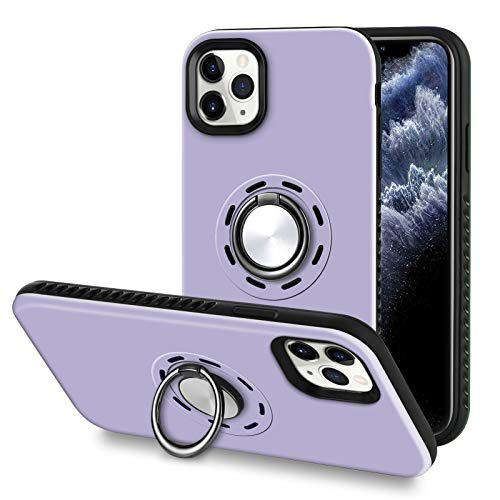 Designed for iPhone 11 Pro Max Case 6.5 inch (2019), Armor Rugged Defender Shockproof Bump Against Protective Cover Case for iPhone 11 Pro Max with Ring Car Mount Magnetic Kickstand - Light Purple.