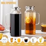 Paquet de 2 2 Liters/68 oz Octagon Pitcher en verre avec lis et goutte d'eau, Pitchers en eau avec poignée pour réfrigérateur, Carafe en verre Borosilicate pour boisson chaude/froide, Extra grand jug pour thé glacé, café.