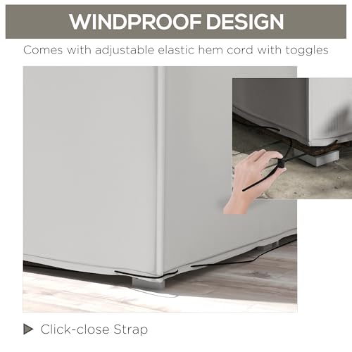 Outsunny Outdoor Garden Furniture Cover Waterproof, Anti-UV 600D Heavy Duty Oxford Fabric Patio Furniture Cover for Rectangular Sofa Table Set, Grey, 210 x 140 x 80 cm - Image 3