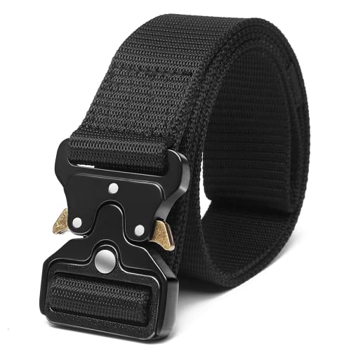 GAIVP Tactical Belt for Men, Military Hunting Belts for Men, 1.5" Reinforced Nylon Web Work Tactical Belt with Quick-Release Cobra Buckle-Black