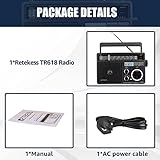 Retekess TR618 Portable FM AM SW Radio, Digital Shortwave Radio, Mains and Battery, Vintage Transistor, Antenna, Headphones Jack USB TF, Site, Work, Bathroom, Kitchen, Outdoor (Black) - Image 9