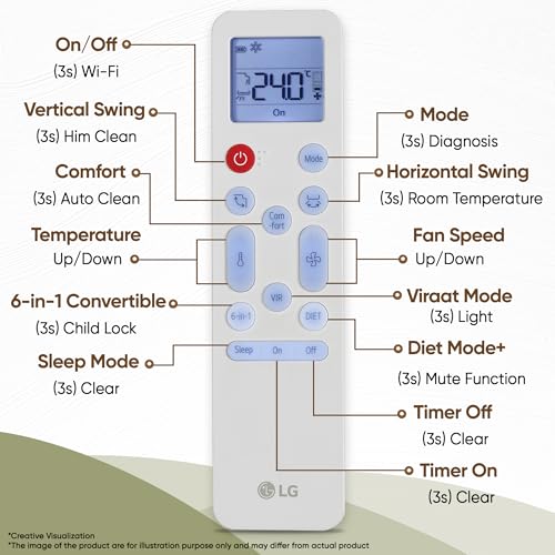 Image of LG 2 Ton 3 Star DUAL Inverter Split AC (Copper, AI Convertible 6-in-1, Diet Mode+, Faster Cooling & Energy Saving, 4 Way Swing, HD Filter with Anti-Virus Protection, Him Clean, AS-Q24ENXE, White)