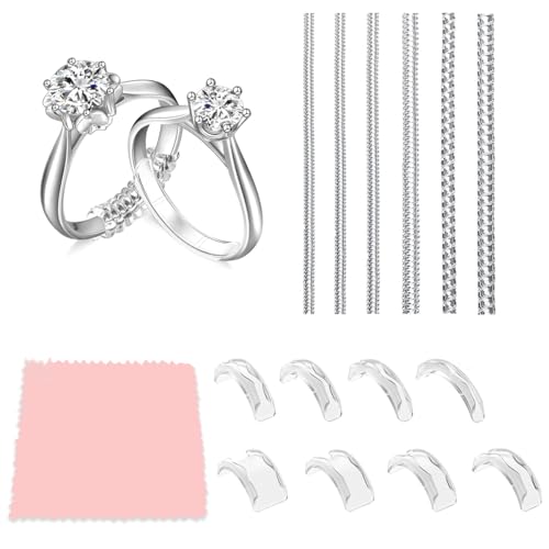 Ajustador de talla de anillos, ajustador de talla de anillos invisible de 14 piezas, arandelas y cierres, reduce la talla entre 0,5 y 1,5, apto para anillos de hombre y mujer de 1 a 9 mm