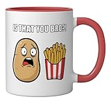 Is That You Bro? Funny Potato French Fry Men Women Kids Ceramic Mug, Red/White
