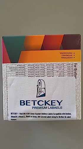 Betckey - Standard Address Labels Replacement For Brother Dk-1201 (1.1 In X 3.5 In), Compatible With Brother Ql Label Printers [1 Rolls/400 Labels, Green] #TOP5