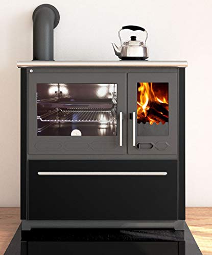 EEK A+ Küchenofen Holzherd Plamen 850 schwarz, Linke Version - 8 kW Dauerbrandherd Cover