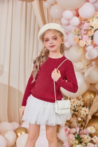Image of Arshiner Girls Sweaters Long Sleeve Crew Neck Pullover Sweater Jumper Tops