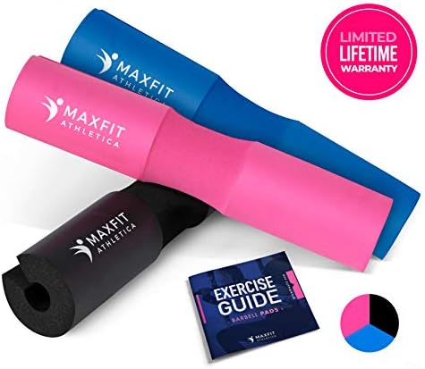 Maxfit Athletica Ultimate Barbell Squat Pad for Intense Workout Foam Sponge Neck Pads Weight Lifting Hip Thrusts & Squats - Olympic Bar Shoulder Cushion with Straps for Pain Relief & Comfort