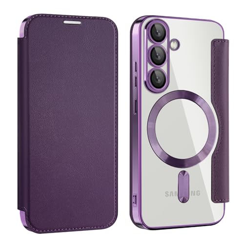 �yRFID �w�ʃN���A�EMagsafe�Ή��z Galaxy S26 �p �P�[�X �蒠�^ �J�o�[ �J���������Y �S�ʕی� �X�g���b�v�z�[�� �X�L�~���O�h�~ �J�[�h���[ �M�����N�V�[ (�p�[�v��)