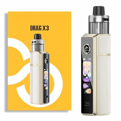 For VOOPOO Drag X3 Kit Compatible with Pnp X Cartridge/Coil, 1.66'' Touchscreen, 80W MTL DTL Vape Capacitive Touch Activation (Champán dorado)