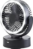Sichler Haushaltsgeräte Tischventilator: 3in1-Akku-Camping-Ventilator; LED-Licht; USB-Powerbank; Ø...