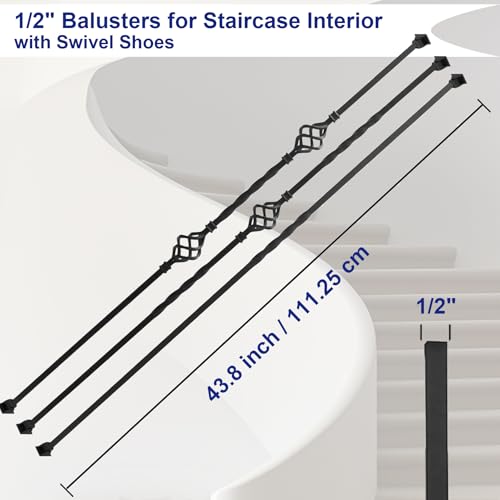 Sidasu 9-Pack Iron Balusters 44" x 1/2" Square Hollow Stair Spindles by Sidasu - Used condition - Image 2