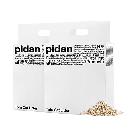 pidan Tofu Cat Litter Clumping,Flushable,Ultra Absorbent and Fast Drying, 100% Natural Ingredients Litter,Solubility in Water,Really Dust-Free,Less Scattering (5.3lb×2bags) Cover