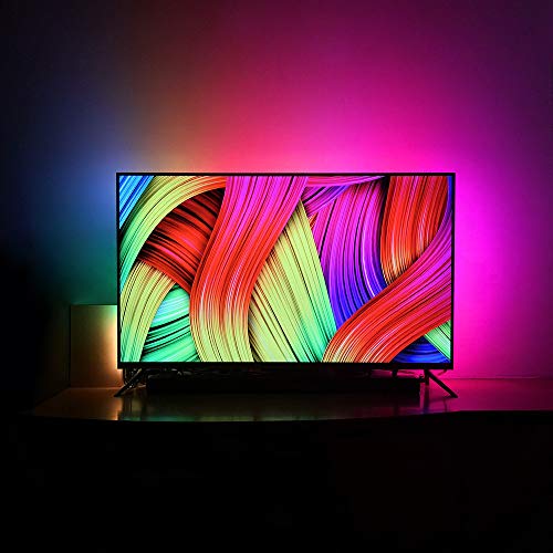 HNQH Fita de luzes RGB de 60 LEDs, luz de fundo regulável para TV, luzes de LED para exibição de com