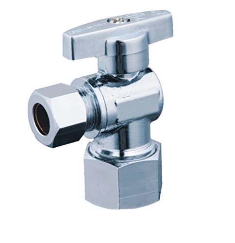 1/4 Turn Compression Angle Stop Valve 3/8" OD x 5/8" OD (129-22S) Lead-free Brass
