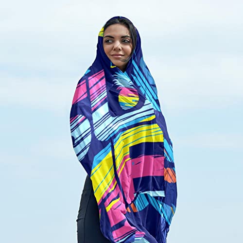 Écharpe légère pour femme bleu et multicolore contre le vent frais