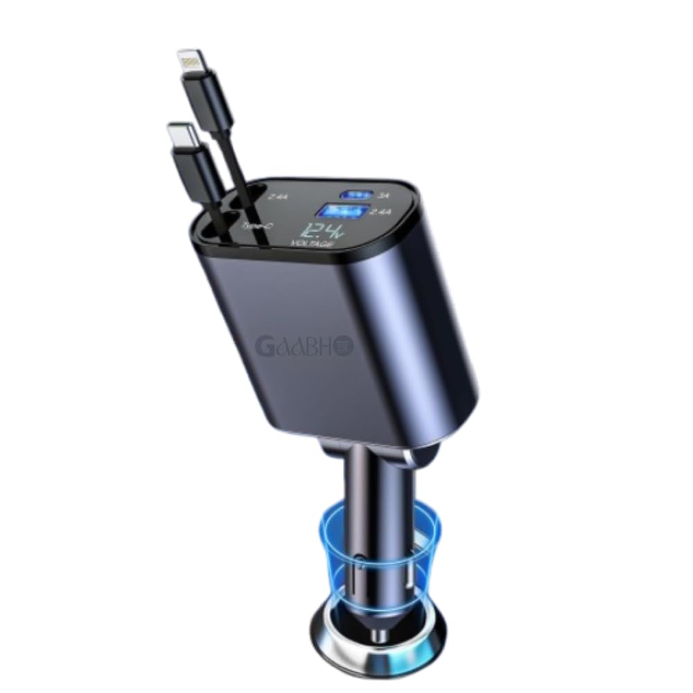 Car Chrrger GAABHO Weldots Retractable Car CHarger 120W 4 in 1 Super Fast Car Charger for iphone 15/14/13/12 Pro Max Xr Ipad Pixel And Type-C with Retractable Cables (31.5 inch) And 2 USB Ports with Premium-Safety (CC-14)-picture-14