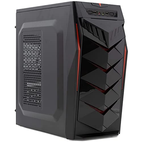 Simpletek Boîtier de jeu noir avec alimentation 500 W | ATX MICRO-ATX MINI-ITX mATX