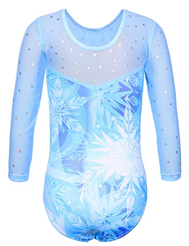 Tfjh E TFJHE0B751 Girls Gymnastic Leotards 3/4 Sleeve Mesh Practice Outfits Size 5-6 thumb #1