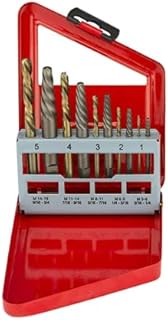 NEIKO 01925A Screw-Extractor and Left-Hand Drill-Bit Set, HSS M2 Steel Drill Bits, Alloy Spiral Flutes, Reverse Drill-Bit and Bolt Extractor, Easily Remove Stripped Screws and Broken Bolts, 10 Pieces