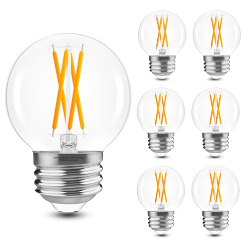 GvvooHome E26 G16.5 Edison LED Bulb Dimmable 6W 60W Equivalent 2700K Warm White Round Globe Bulbs for Chandeliers Ceiling Fan Vanity & Pendant Lights 90+ CRI 600LM 6 Pack