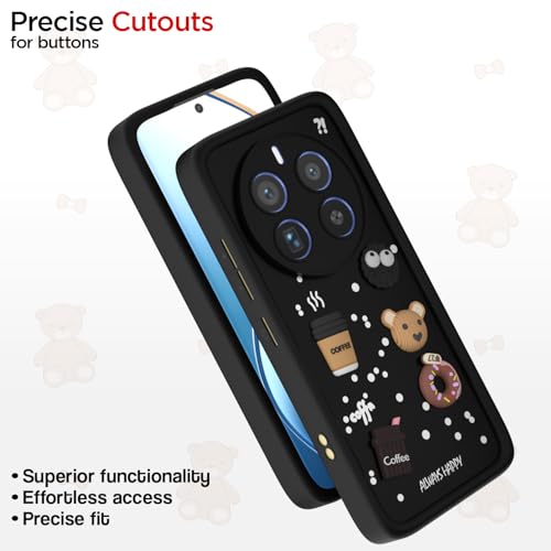 Image of Outlouders Back Cover for Realme 12 Pro 5G / Realme 12 Pro Plus 5G | 3D Cartoon Cute Fun Bear | Silicone Full Body Protection Bumper Case (Black)